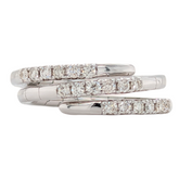 14K White Gold .40CTW Diamond Flex Ring Three Rows